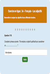 Les adjectifs - Fiches Exercice en ligne  - Fiches Français - Grammaire : Secondaire 3