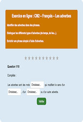 Les adverbes - Fiches  - Exercice en ligne : Primaire 5