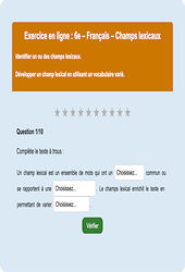 Les champs lexicaux - Fiches  - Exercice en ligne : Primaire 6