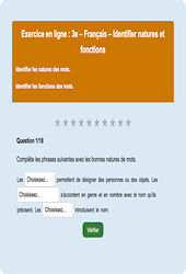 Natures et fonctions - Fiches Exercice en ligne  - Fiches Français - Grammaire : Secondaire 3