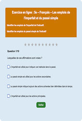 Imparfait et passé simple - Fiches  - Exercice en ligne : Secondaire 1