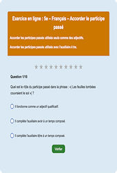 L'accord du participe passé - Fiches  - Exercice en ligne : Secondaire 1