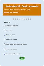 La ponctuation - Fiches  - Exercice en ligne : Primaire 4