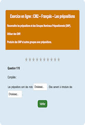 Les prépositions - Fiches  - Exercice en ligne : Primaire 5