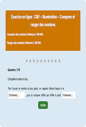 Comparer et ranger des nombres inférieurs à 100 000 - Fiches  - Exercice en ligne : Primaire 4