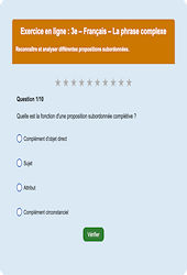 La phrase complexe - Fiches Exercice en ligne  - Fiches Français - Grammaire : Secondaire 3