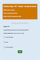 Les types de phrase - Fiches  - Exercice en ligne : Primaire 2