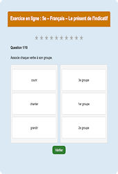 Le présent de l'indicatif - Fiches  - Exercice en ligne : Secondaire 1
