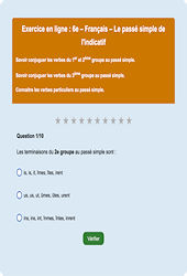 Le passé simple - Fiches  - Exercice en ligne : Primaire 6