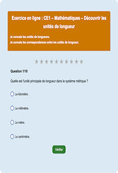 Découvrir les unités de longueur - Fiches Exercice en ligne  - Fiches Mathématiques - Grandeurs et Mesures : Primaire 2