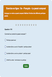Le passé composé - Fiches  - Exercice en ligne : Secondaire 1