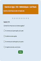 Lire l’heure - Mathématiques  - exercice en ligne (1) : Primaire 3