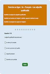 Les adjectifs - Fiches Exercice en ligne  - Fiches Français - Grammaire : Secondaire 1