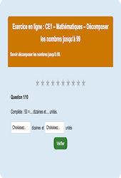 Décomposer les nombres jusqu'à 99 - Fiches  - Exercice en ligne : Primaire 2