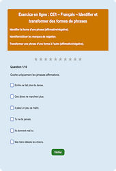 Les formes de phrases - Fiches  - Exercice en ligne : Primaire 2