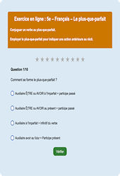 Le plus - que - parfait - Fiches  - Exercice en ligne : Secondaire 1