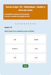 Cercles - Fiches  - Exercice en ligne : Primaire 2