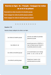 Verbes en - er et - ir au présent - Fiches Exercice en ligne  - Fiches Français - Conjugaison : Primaire 6