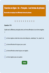 Les formes de phrases - Fiches Exercice en ligne  - Fiches Français - Grammaire : Secondaire 3