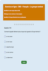 Le groupe nominal - Fiches  - Exercice en ligne : Primaire 5