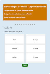Le présent de l'indicatif - Fiches  - Exercice en ligne : Primaire 6