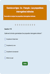 Les propositions interrogatives indirectes - Fiches  - Exercice en ligne : Secondaire 3