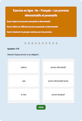 Les pronoms démonstratifs et possessifs - Fiches Exercice en ligne  - Fiches Français - Grammaire : Primaire 6