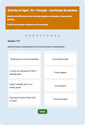 Les formes de phrases - Fiches Exercice en ligne  - Fiches Français - Grammaire : Secondaire 1