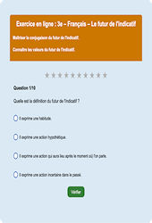 Le futur de l'indicatif - Fiches  - Exercice en ligne : Secondaire 3