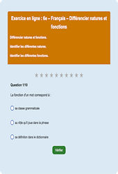 Différencier natures et fonctions - Fiches Exercice en ligne  - Fiches Français - Grammaire : Primaire 6