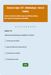 Sens de l'addition - Fiches Exercice en ligne  - Fiches Mathématiques - Calculs : Primaire 2