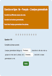L'analyse grammaticale - Fiches  - Exercice en ligne : Primaire 6