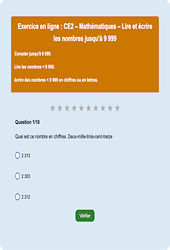 Lire / écrire - Nombres entiers < 10 000 - Fiches Exercice en ligne  - Fiches Mathématiques - Numération : Primaire 3