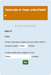 Le futur de l'indicatif - Fiches Exercice en ligne  - Fiches Français - Conjugaison : Primaire 6