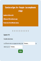 Les compléments d'objet - Fiches Exercice en ligne  - Fiches Français - Grammaire : Primaire 6