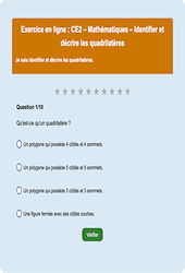 Identifier et décrire les quadrilatères - Fiches  - Exercice en ligne : Primaire 3