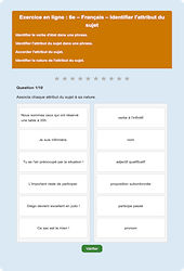 Identifier l'attribut du sujet - Fiches Exercice en ligne  - Fiches Français - Orthographe : Primaire 6