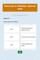 Organiser des données - Fiches Exercice en ligne  - Fiches Mathématiques - Organisation et gestion des données : Primaire 6