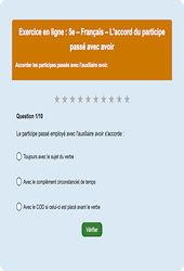 Accord du participe passé avec avoir - Fiches  - Exercice en ligne : Secondaire 1