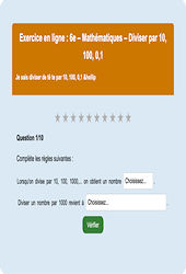 Diviser par 10, 100, 0,1… - Fiches  - Exercice en ligne : Primaire 6
