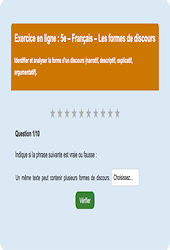 Les formes de discours - Fiches Exercice en ligne  - Fiches Français - Grammaire : Secondaire 1