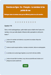 Le narrateur et les points de vue - Fiches  - Exercice en ligne : Secondaire 3