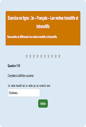 Les verbes transitifs et intransitifs - Fiches  - Exercice en ligne : Secondaire 3