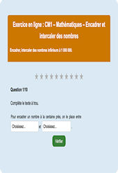 Encadrer / intercaler / arrondir - Nombres entiers < 1 000 000 - Fiches  - Exercice en ligne : Primaire 4