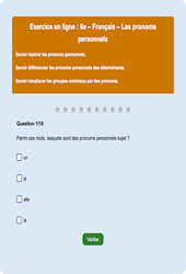Les pronoms personnels - Fiches  - Exercice en ligne : Primaire 6