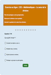 Le sens de la division - Fiches Exercice en ligne  - Fiches Mathématiques - Calculs : Primaire 3