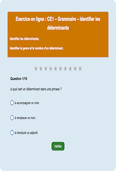 Identifier les déterminants - Fiches  - Exercice en ligne : Primaire 2