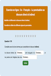 Discours direct et indirect - Fiches  - Exercice en ligne : Secondaire 3
