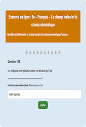Champ lexical / sémantique - Fiches  - Exercice en ligne : Secondaire 3