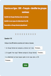 Groupe nominal - Fiches Exercice en ligne  - Fiches Français - Grammaire : Primaire 4